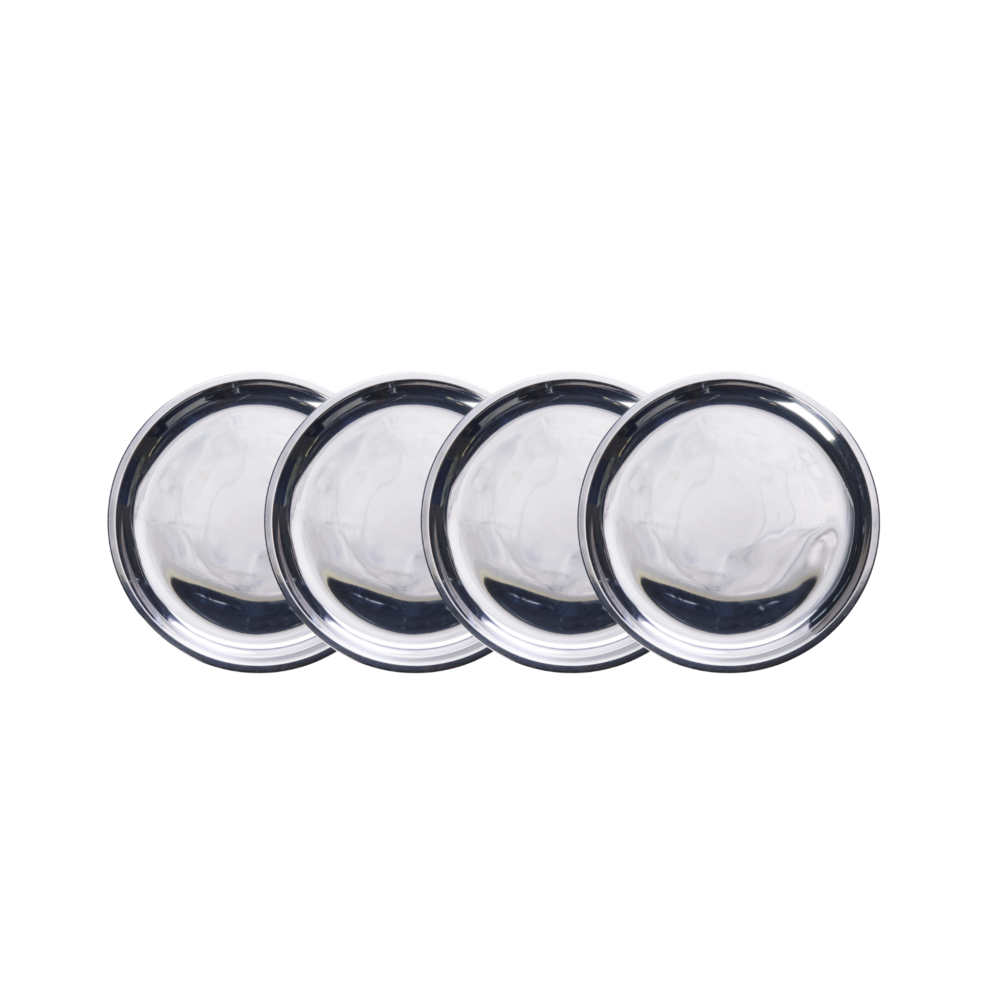 Stainless steel borden in een warme, minimalistische tafelsetting – tijdloos design voor stijlvolle diners.