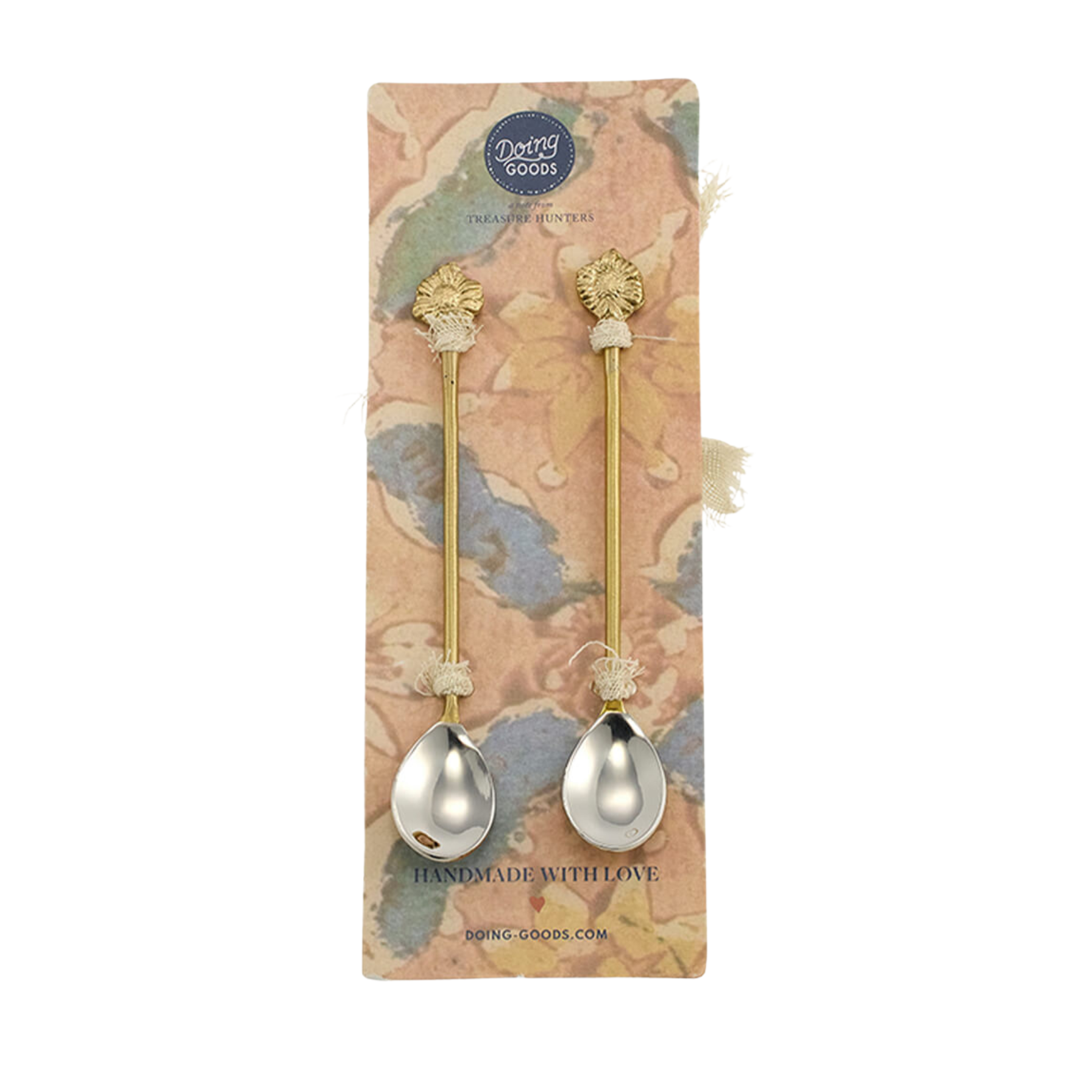 Zonnebloem Theelepeltje in Giftpack - handgemaakt van gerecycled messing en roestvrijstaal van Doing Goods
