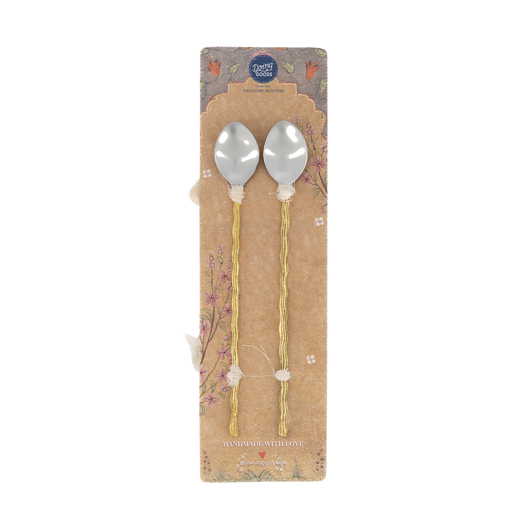 Wavy Latte Lepel Set - handgemaakt van gerecycled messing en roestvrijstaal in Giftpack van Doing Goods