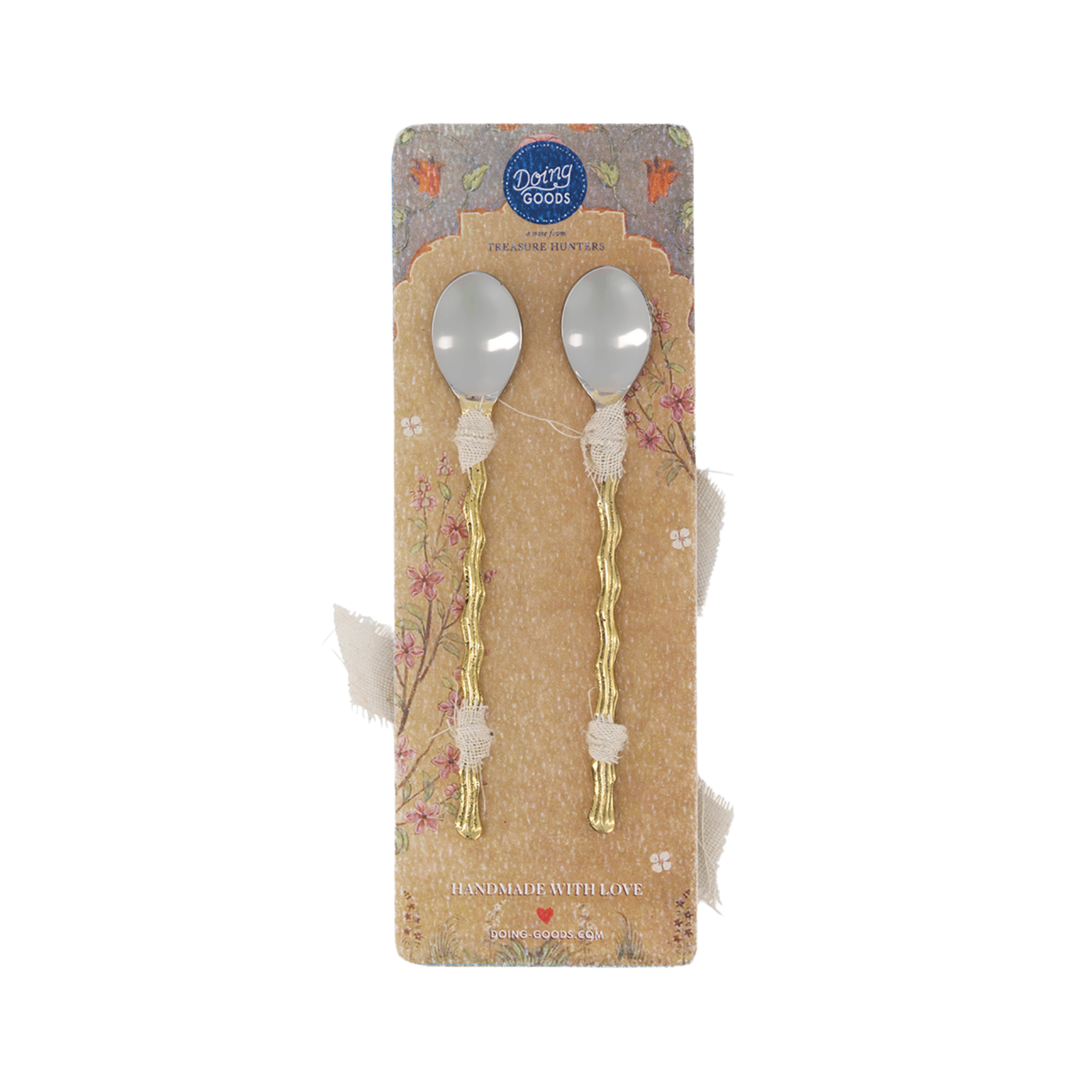 Wavy Theelepel - handgemaakt van gerecycled messing en roestvrijstaal van Doing Goods in Giftpack