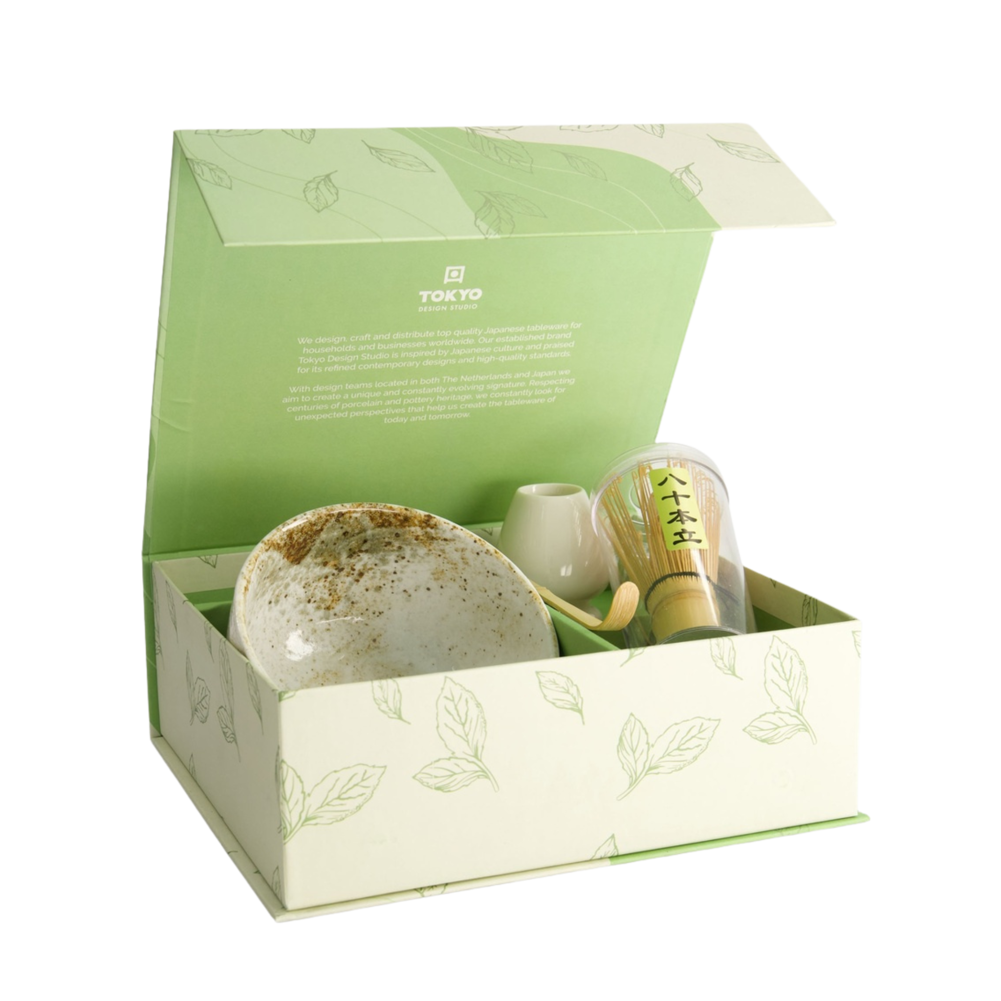 Matcha giftset Yukishino van Tokyo Design met kom, chasen, chashaku en houder in cadeauverpakking