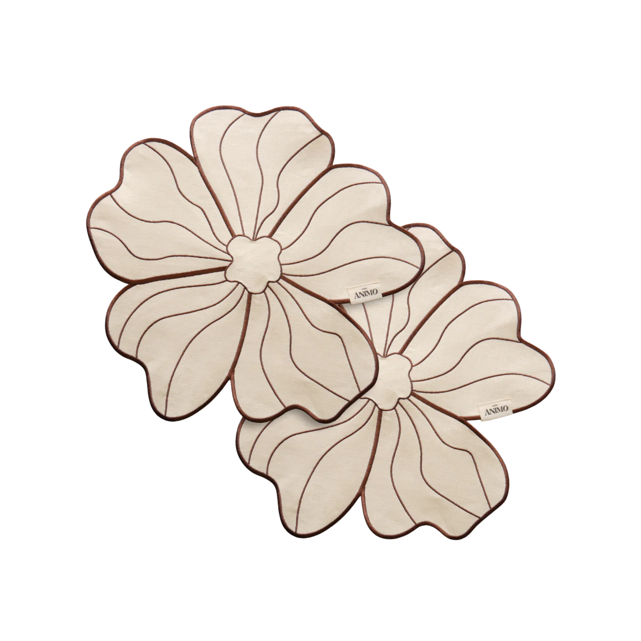 Seaside Stories linnen placemats set in aardse tinten — tafellinnen set voor 2 personen